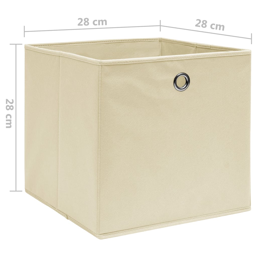 Oppbevaringsbokser 4 Stk Uvevd Stoff 28X28X28 Cm Kremhvit