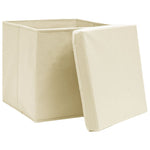 Oppbevaringsbokser Med Deksler 4 Stk 28X28X28 Cm Kremhvit