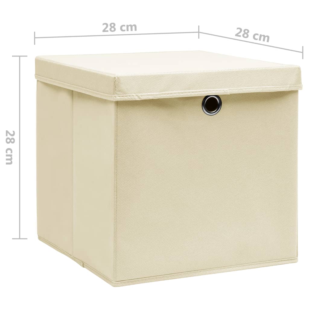 Oppbevaringsbokser Med Deksler 4 Stk 28X28X28 Cm Kremhvit