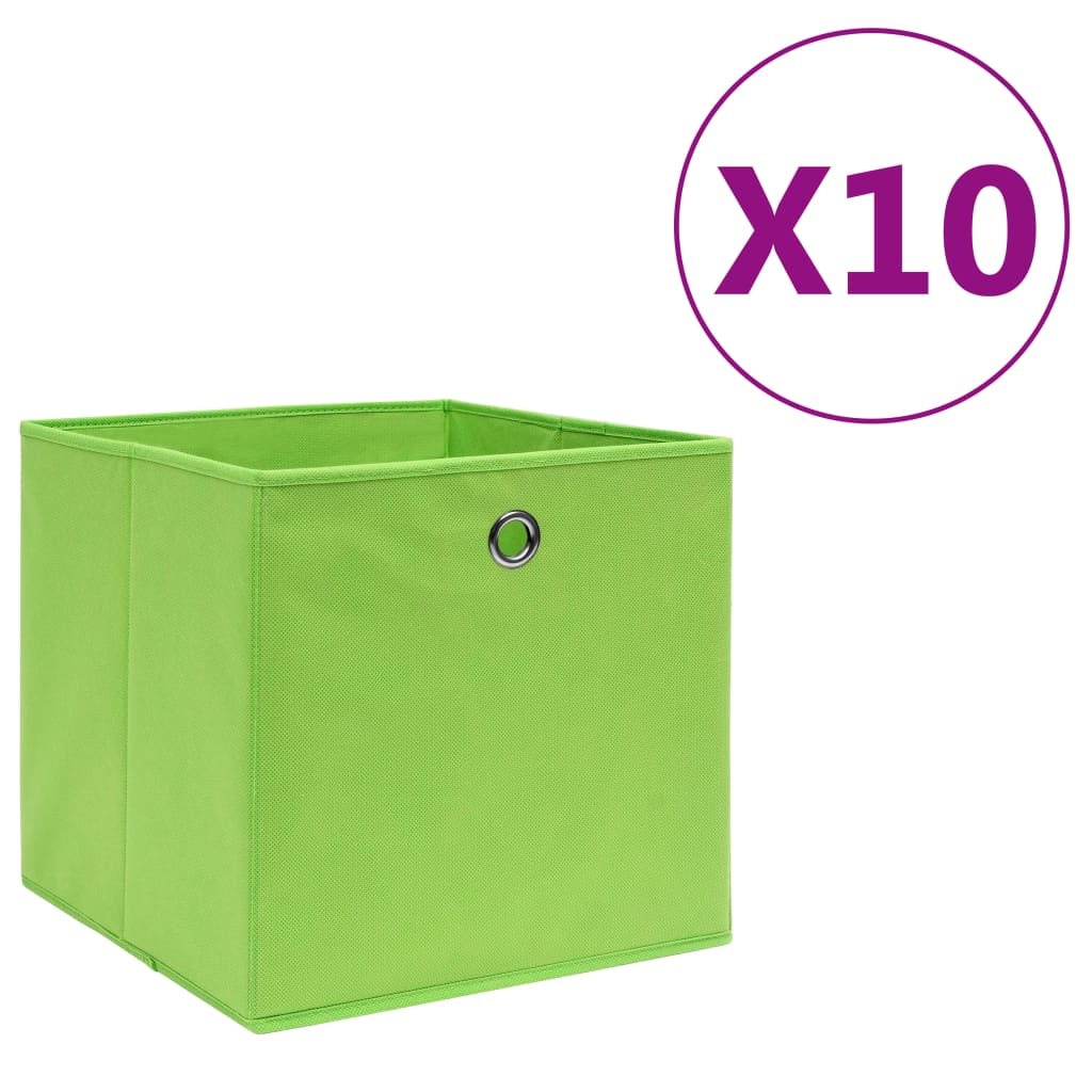 Oppbevaringsbokser 10 Stk Uvevd Stoff 28X28X28 Cm Grønn