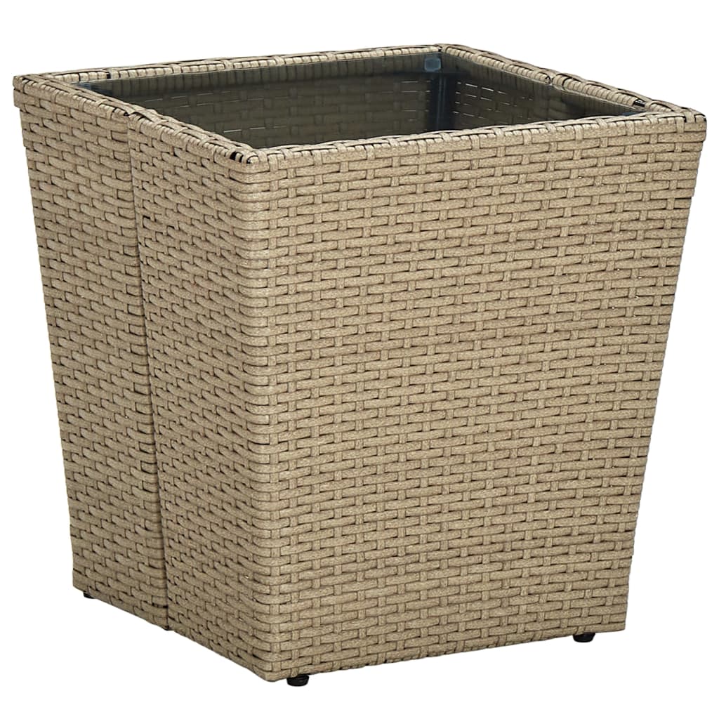 Tebord Beige 41,5X41,5X44 Cm Polyrotting Og Herdet Glass