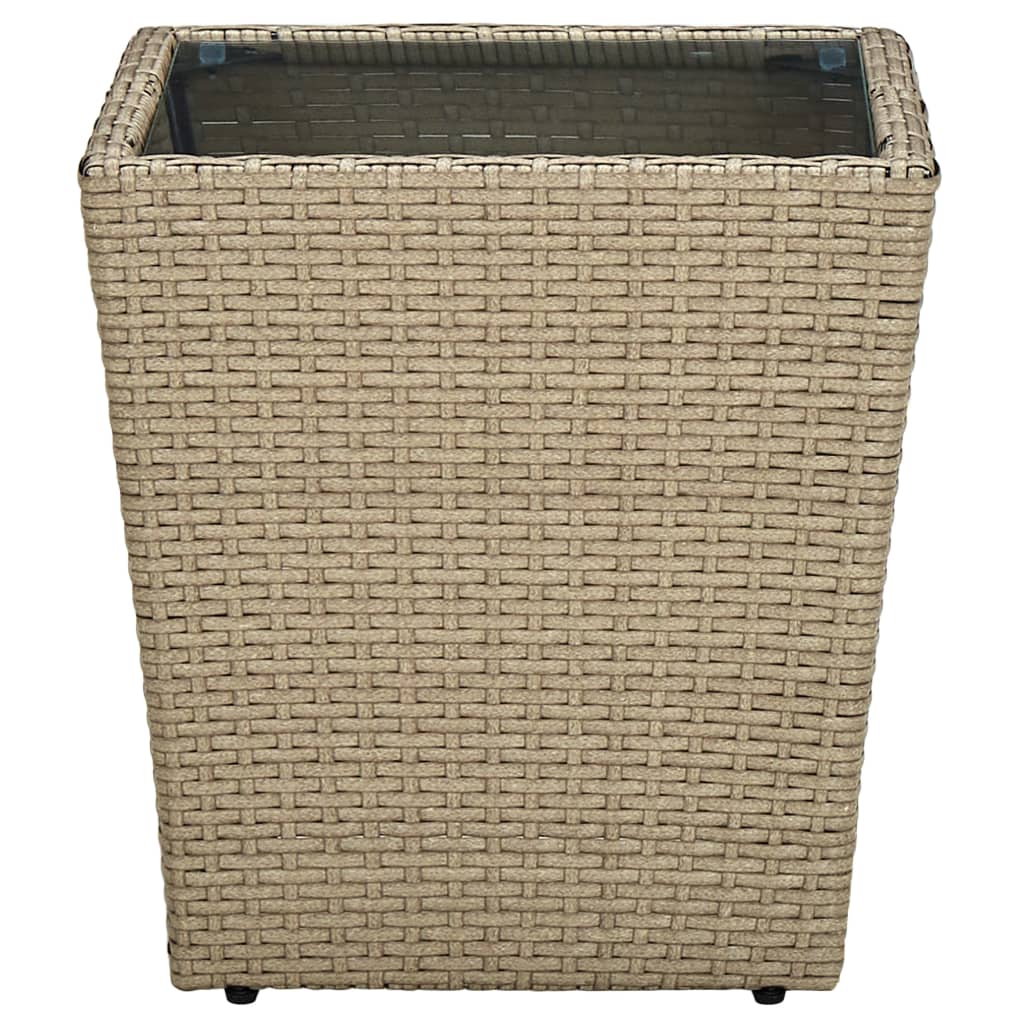 Tebord Beige 41,5X41,5X44 Cm Polyrotting Og Herdet Glass