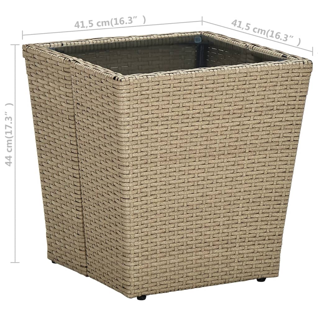 Tebord Beige 41,5X41,5X44 Cm Polyrotting Og Herdet Glass