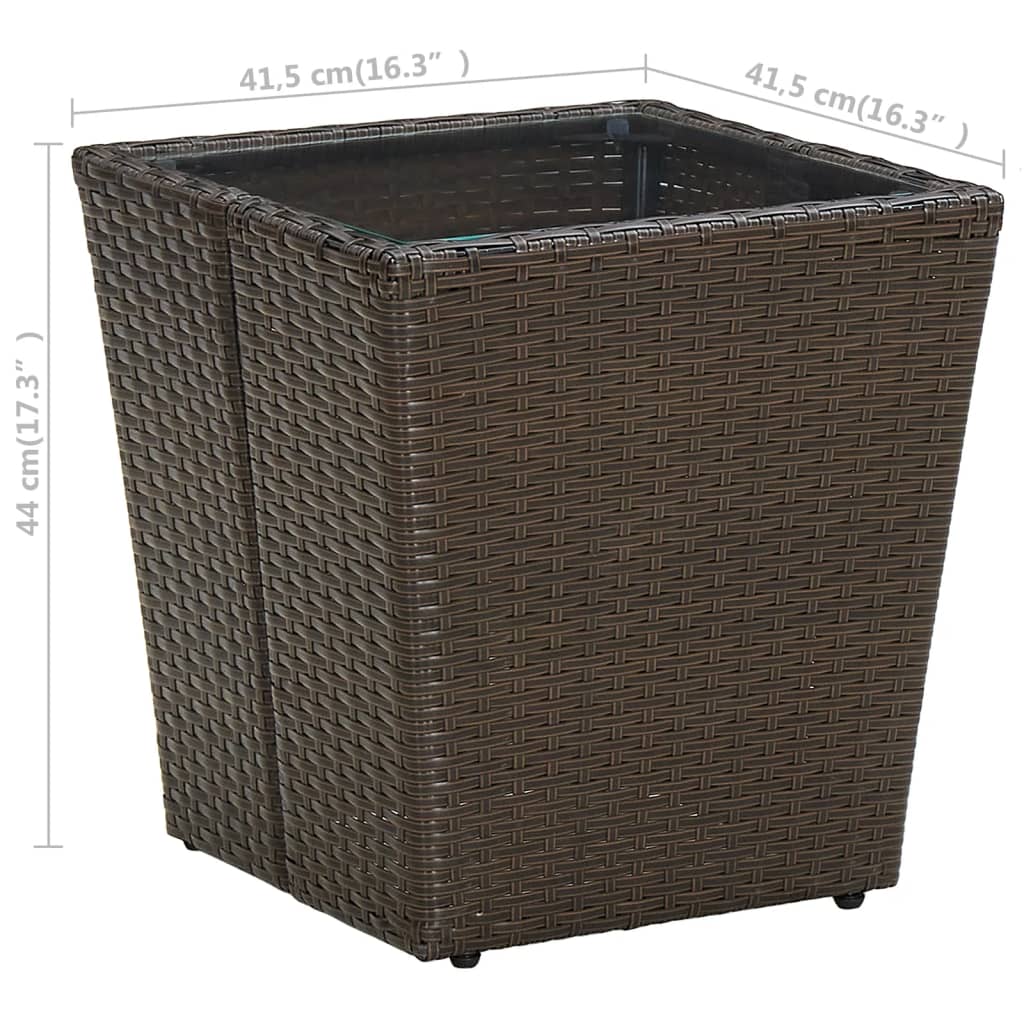Tebord Brun 41,5X41,5X44 Cm Polyrotting Og Herdet Glass