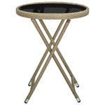 Tebord Beige 60 Cm Polyrotting Og Herdet Glass