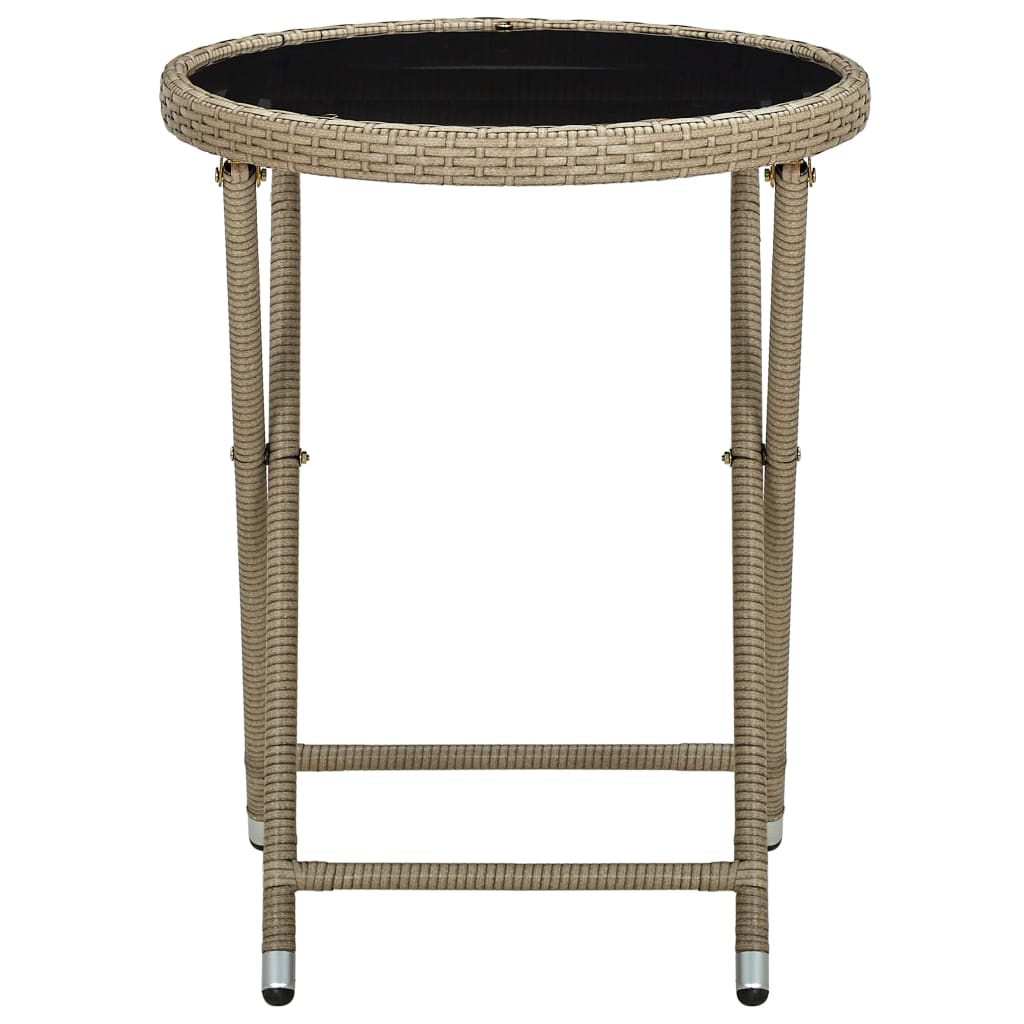 Tebord Beige 60 Cm Polyrotting Og Herdet Glass