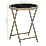 Tebord Beige 60 Cm Polyrotting Og Herdet Glass
