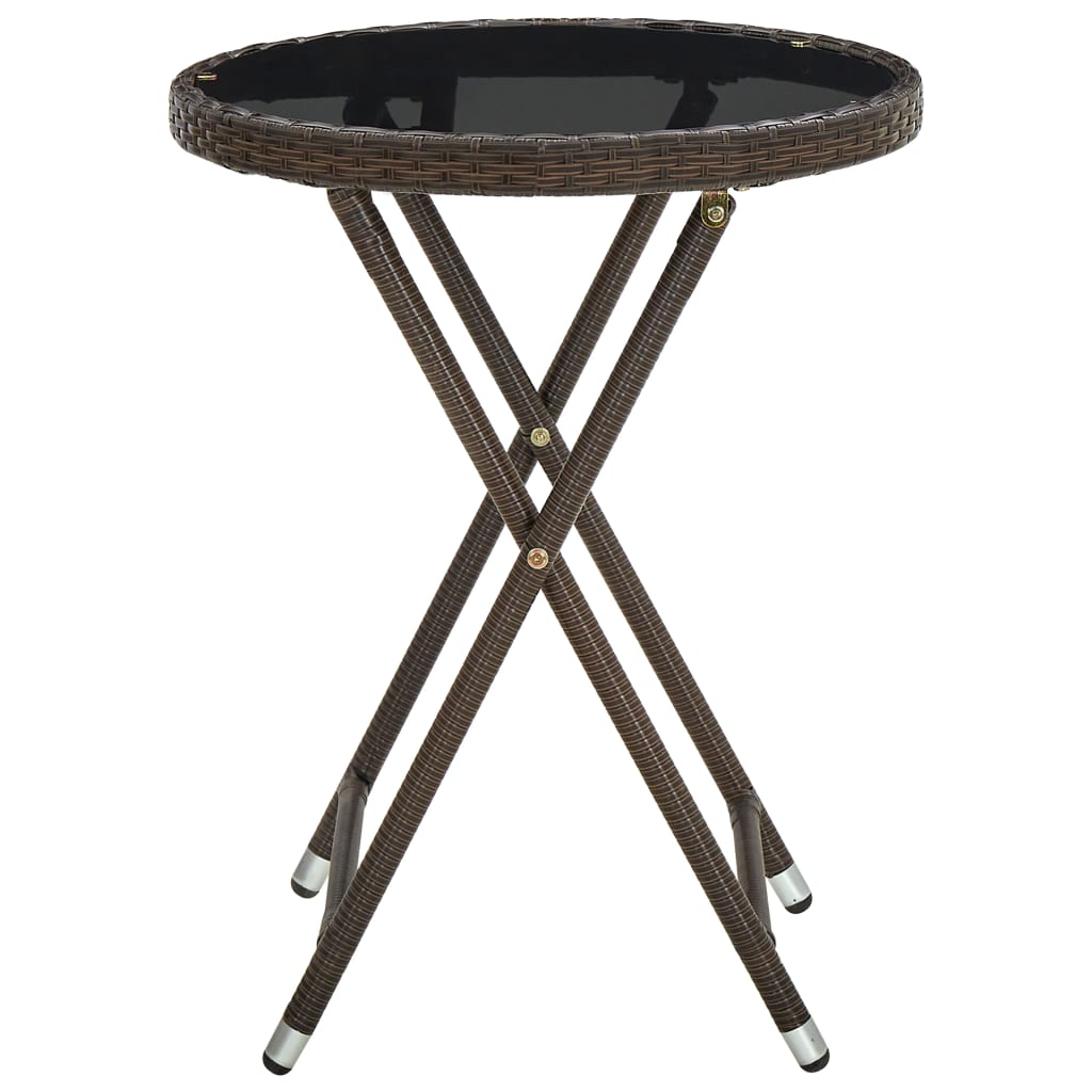 Tebord Brun 60 Cm Polyrotting Og Herdet Glass