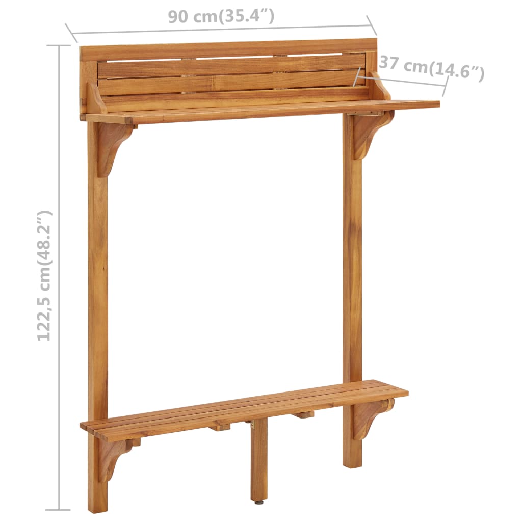 Barbord For Balkong 90X37X122,5 Cm Heltre Akasie