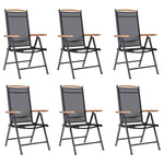 Foldbare Hagestoler 6 Stk Textilene Svart