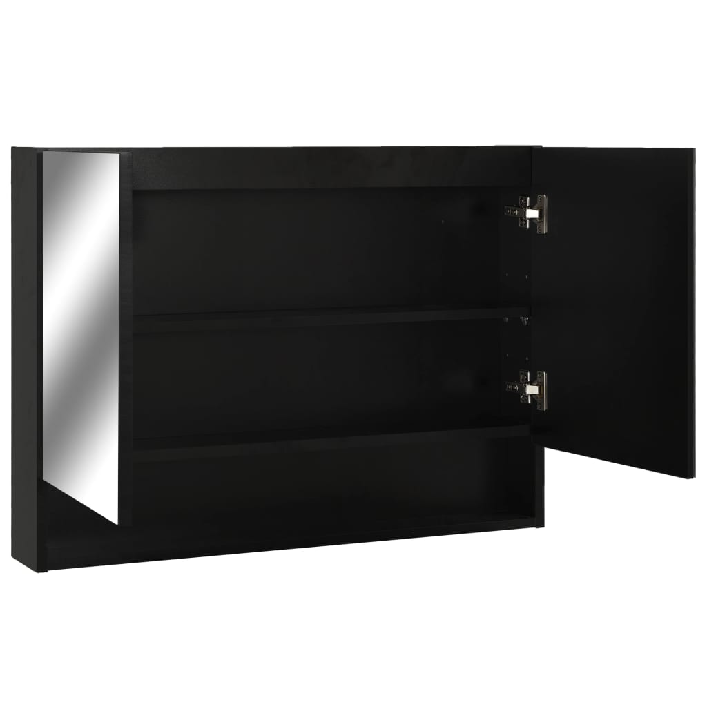 Speilskap Med Led Svart 80X15X60 Cm Mdf