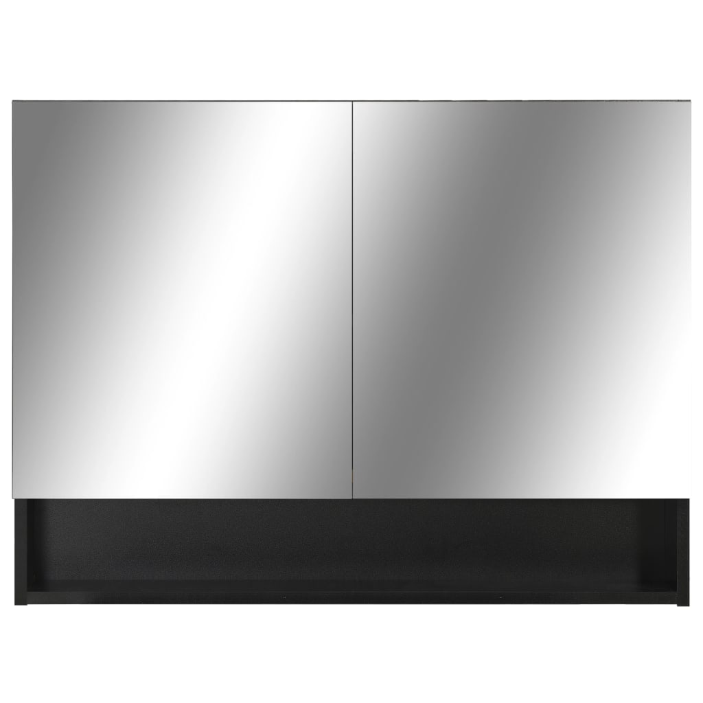 Speilskap Med Led Svart 80X15X60 Cm Mdf