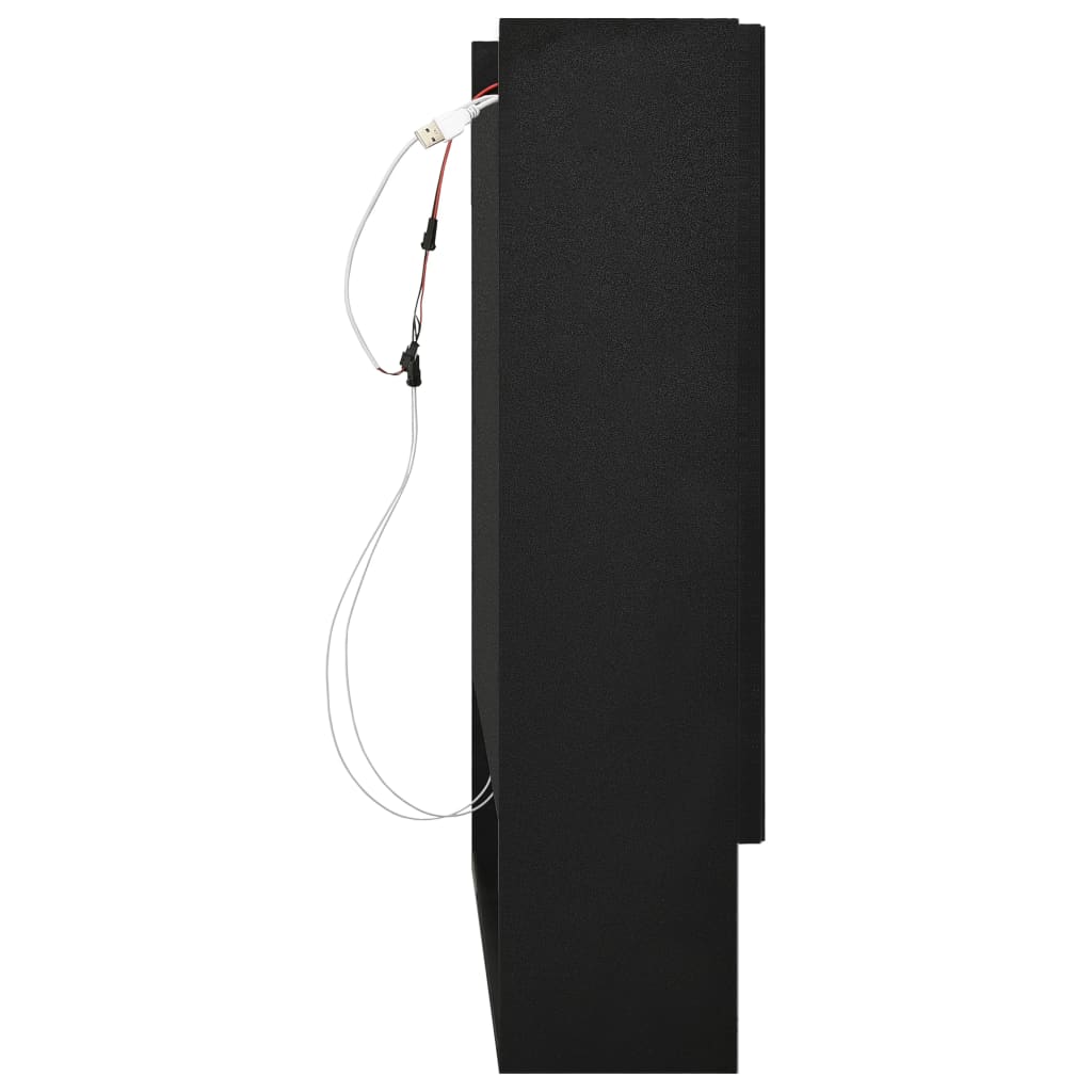 Speilskap Med Led Svart 80X15X60 Cm Mdf