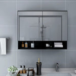 Speilskap Med Led Svart 80X15X60 Cm Mdf