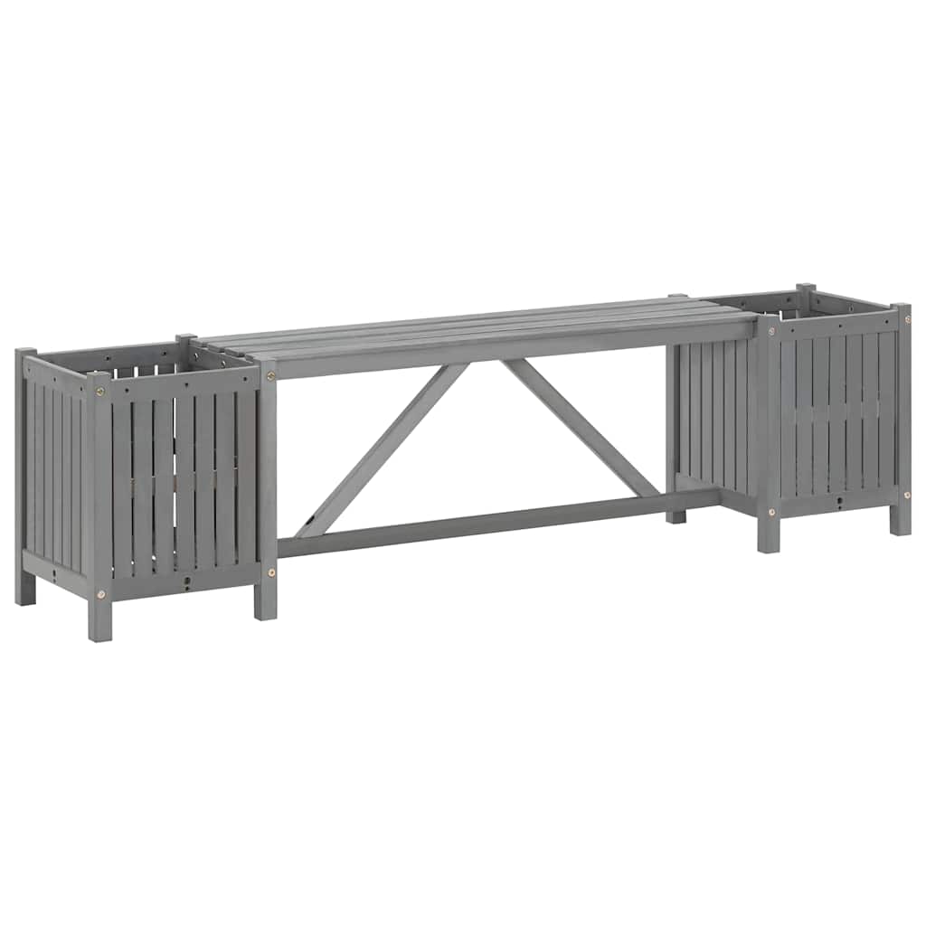 Hagebenk Med 2 Plantekasser 150 Cm Heltre Akasie Grå