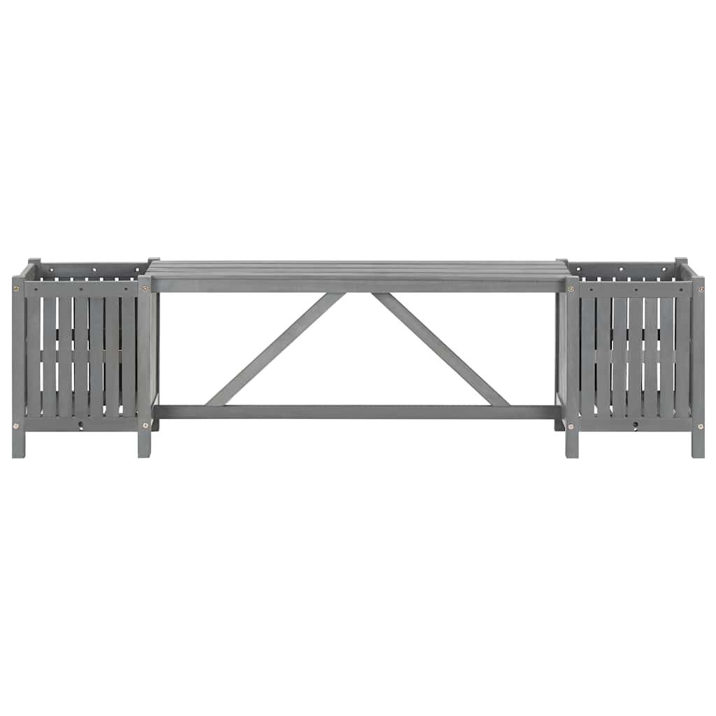 Hagebenk Med 2 Plantekasser 150 Cm Heltre Akasie Grå
