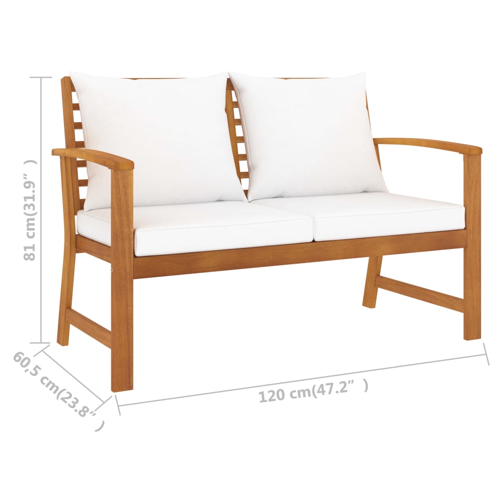 Hagebenk 120 Cm Med Kremhvit Pute Heltre Akasie