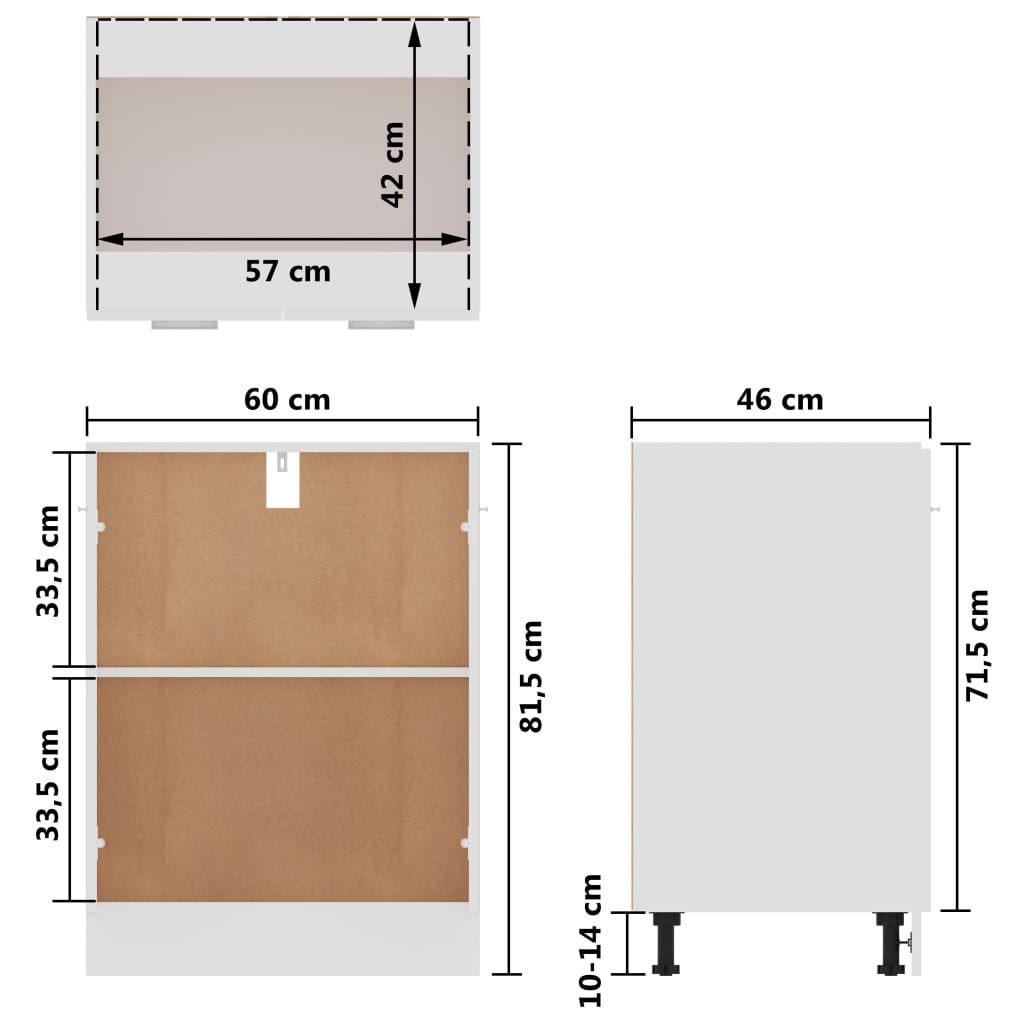 Bunnskap &quot;Lyon&quot; Hvit 60X46X81,5 Cm Konstruert Tre