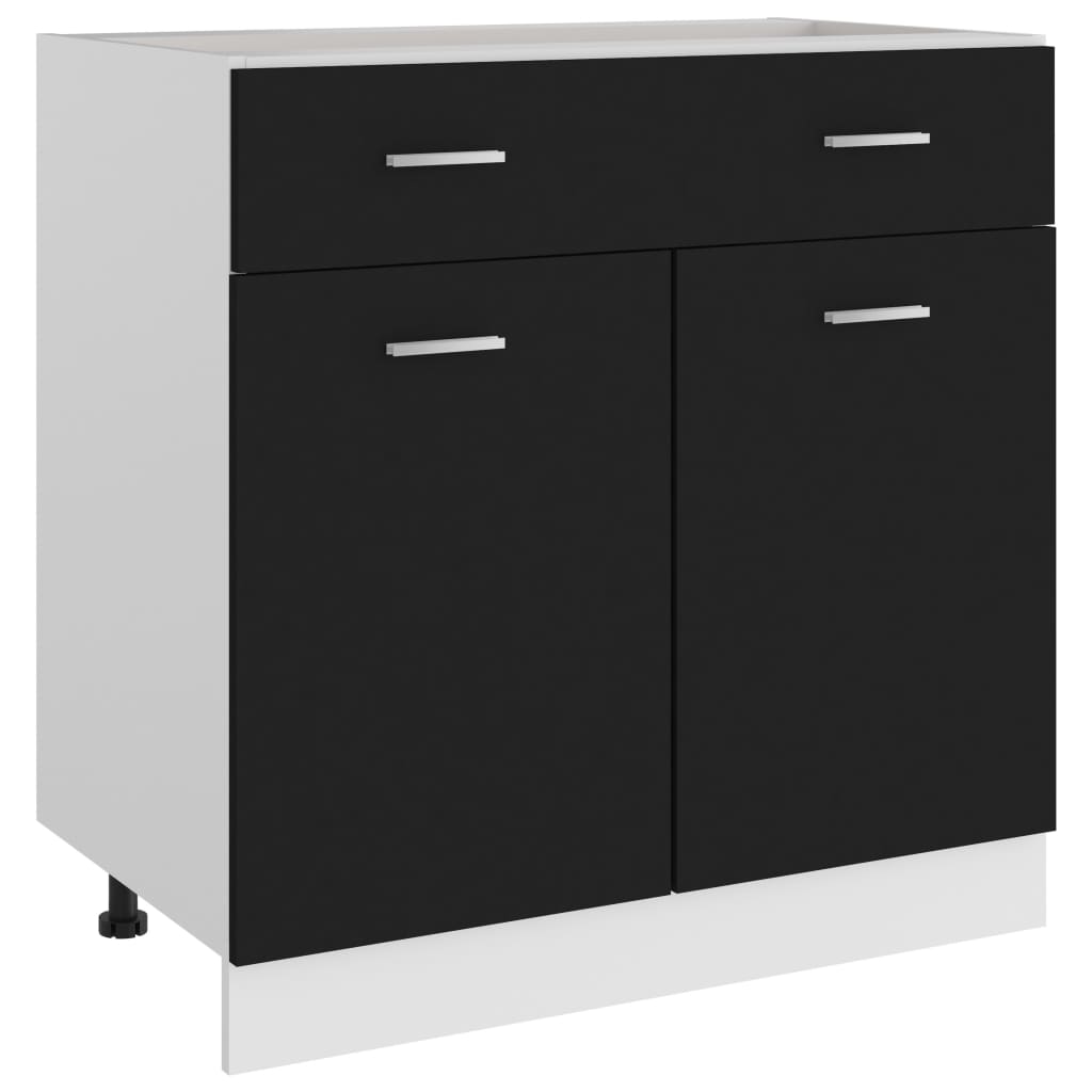 Bunnskap Med Skuff &quot;Lyon&quot; Svart 80X46X81,5 Cm Konstruert Tre