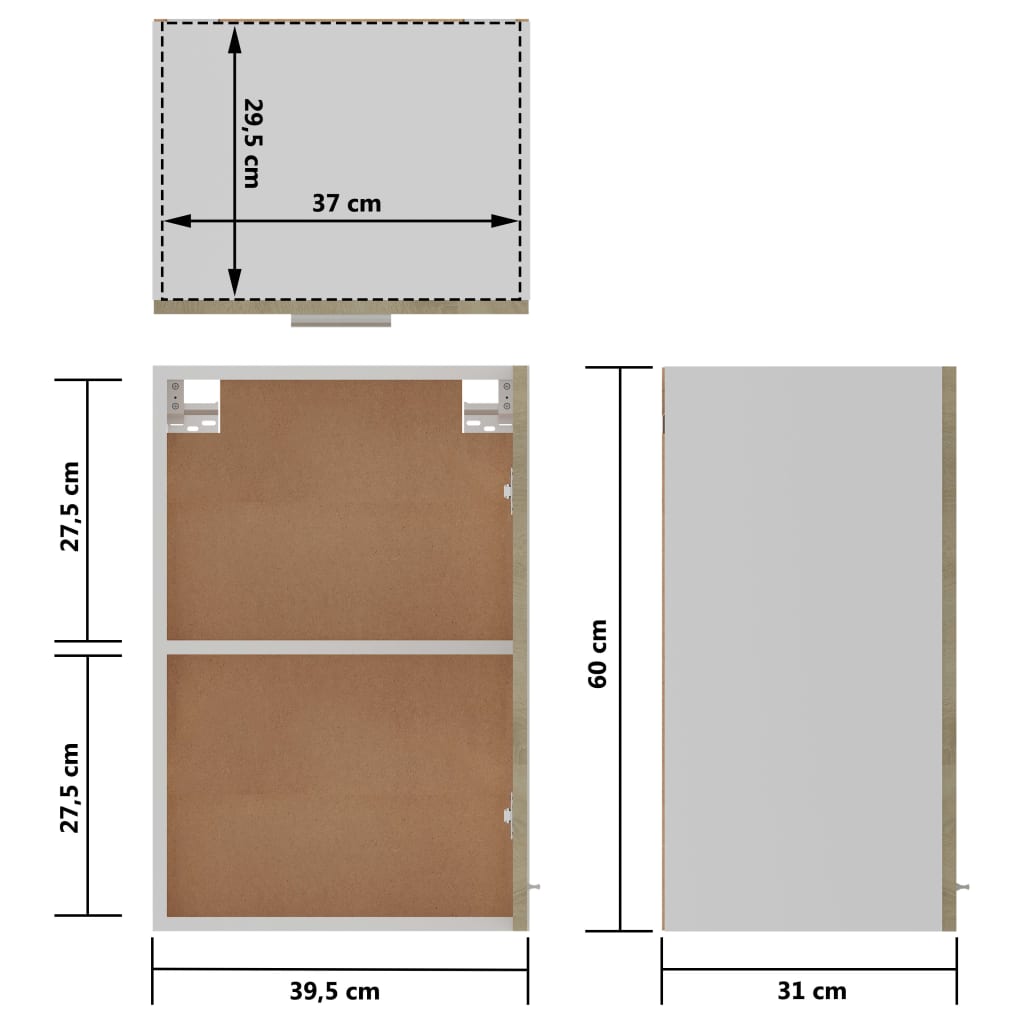 Hengende Skap &quot;Lyon&quot; Sonoma Eik 39,5X31X60 Cm Konstruert Tre