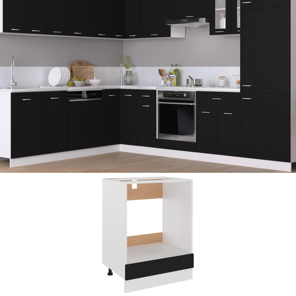 Ovnskap &quot;Riga&quot; Svart 60X46X81,5 Cm Konstruert Tre