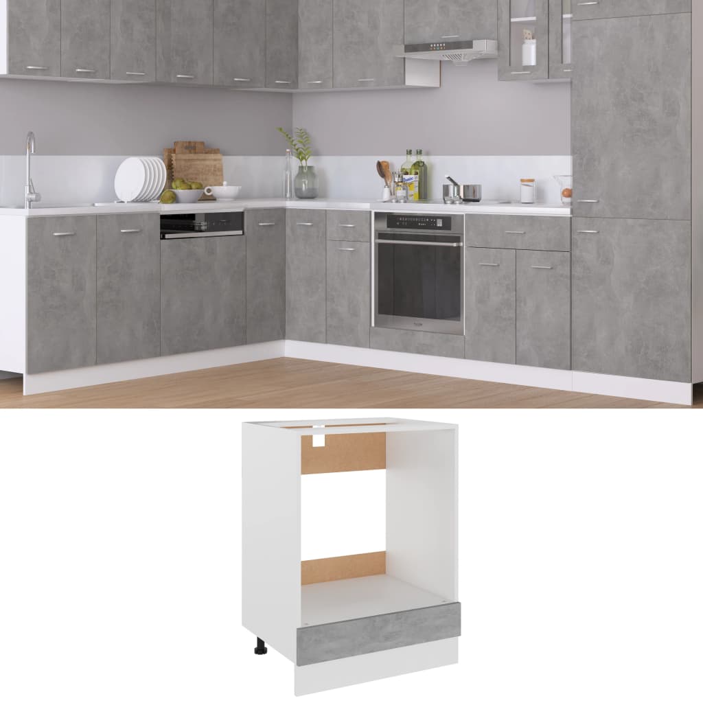 Ovnskap &quot;Riga&quot; Betonggrå 60X46X81,5 Cm Konstruert Tre