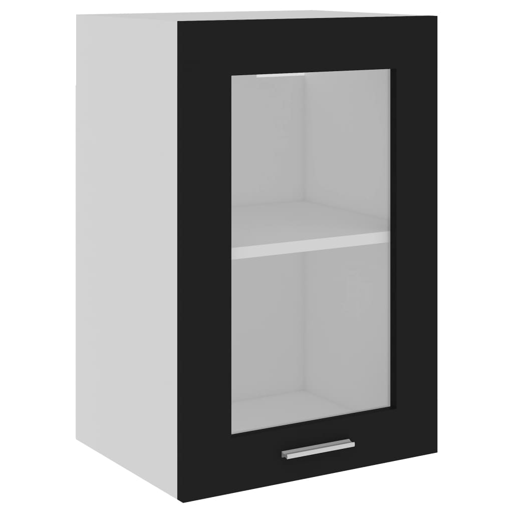 Hengende Skap Glass &quot;Lyon&quot; Svart 40X31X60 Cm Konstruert Tre