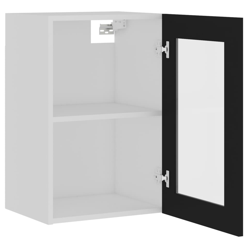 Hengende Skap Glass &quot;Lyon&quot; Svart 40X31X60 Cm Konstruert Tre