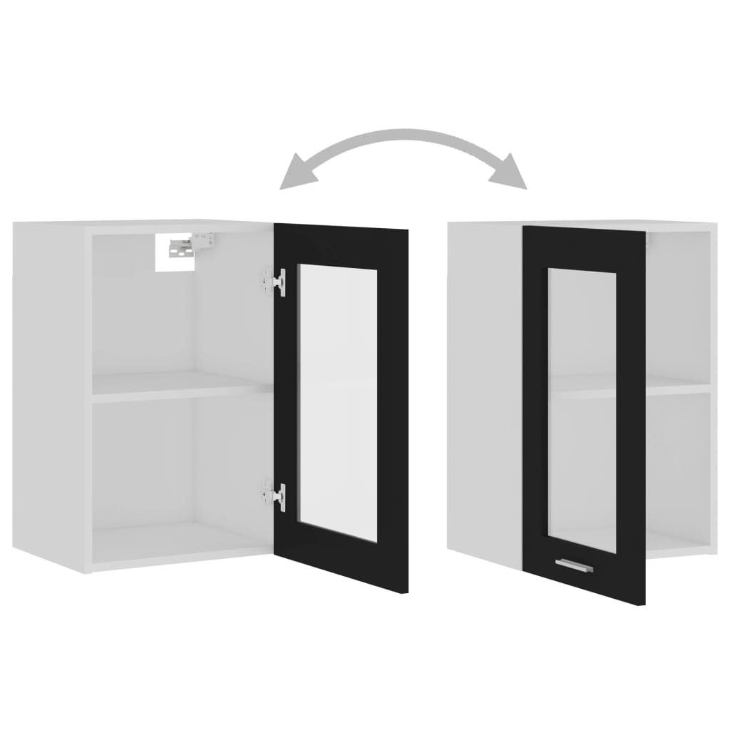 Hengende Skap Glass &quot;Lyon&quot; Svart 40X31X60 Cm Konstruert Tre