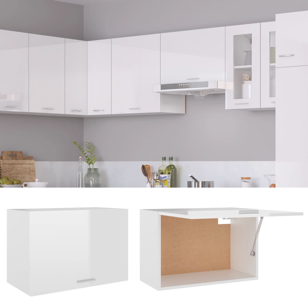 Hengende Skap &quot;Lyon&quot; Høyglans Hvit 60X31X40 Cm Konstruert Tre