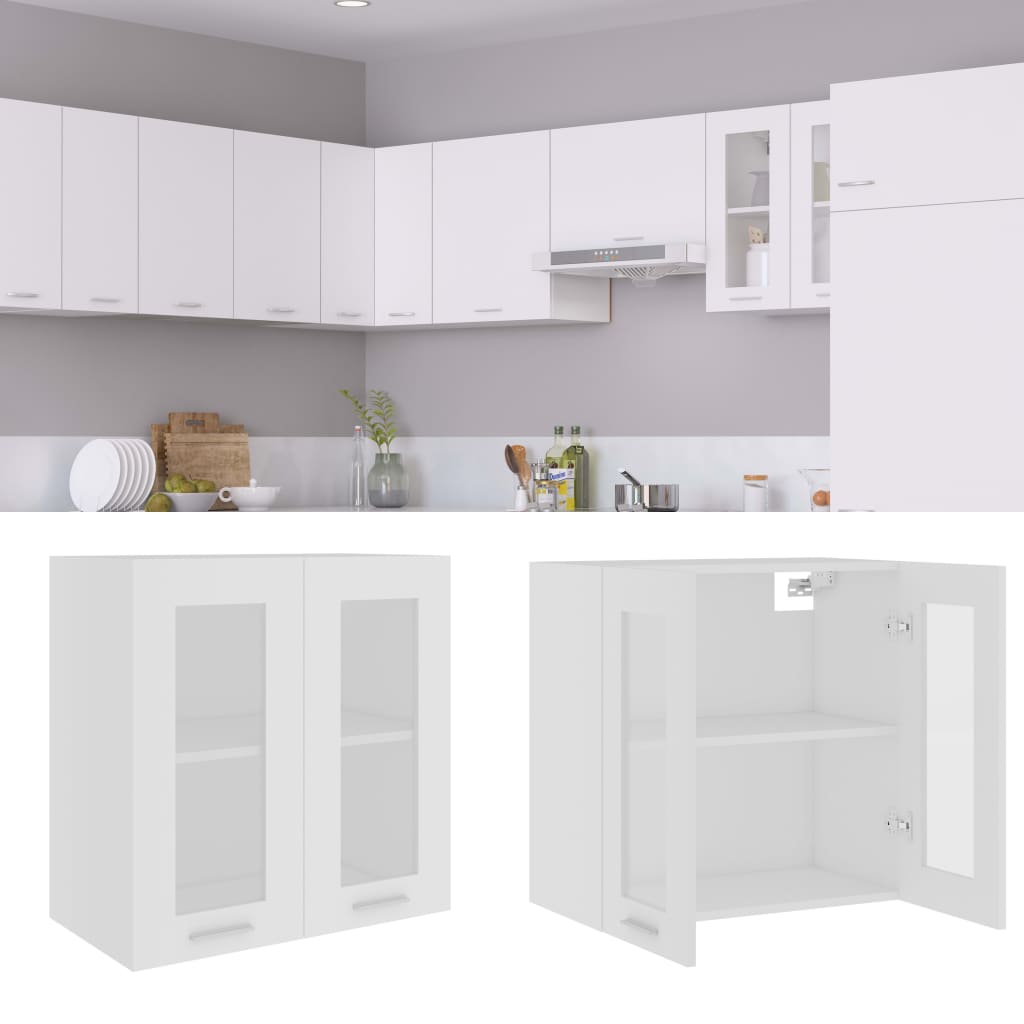 Hengende Skap Glass &quot;Lyon&quot; Hvit 60X31X60 Cm Konstruert Tre