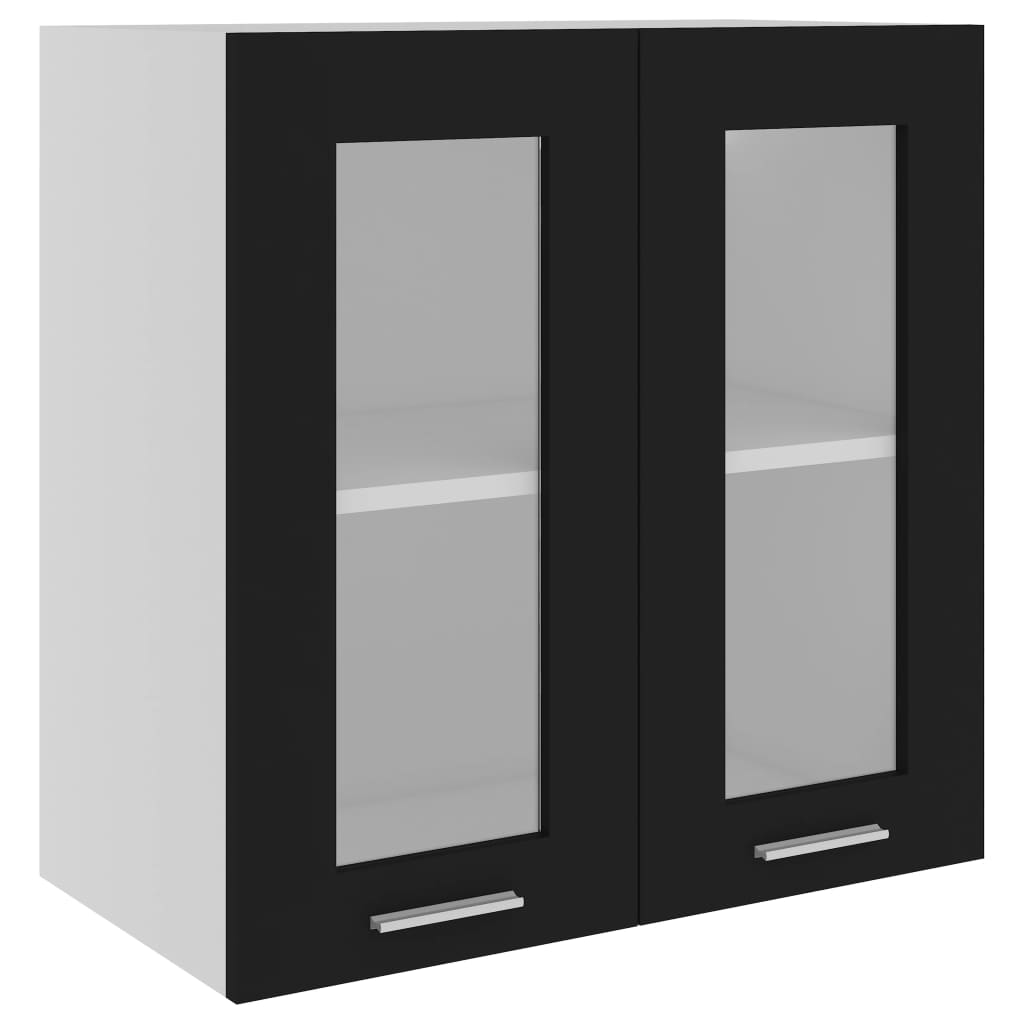 Hengende Skap Glass &quot;Lyon&quot; Svart 60X31X60 Cm Konstruert Tre