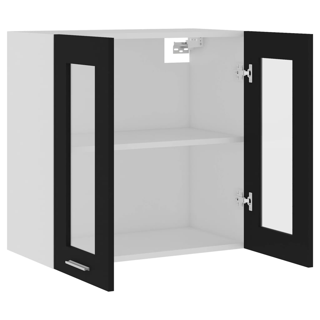 Hengende Skap Glass &quot;Lyon&quot; Svart 60X31X60 Cm Konstruert Tre