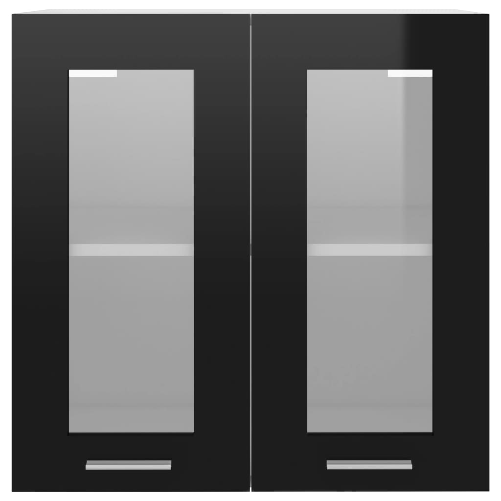 Hengende Skap Glass &quot;Lyon&quot; Svart 60X31X60 Cm Konstruert Tre