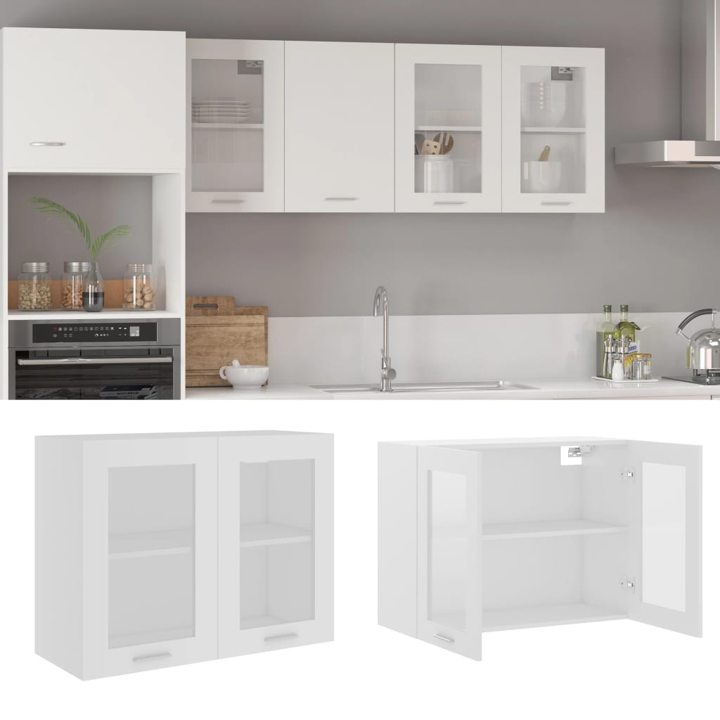 Hengende Skap Glass &quot;Lyon&quot; Hvit 80X31X60 Cm Konstruert Tre