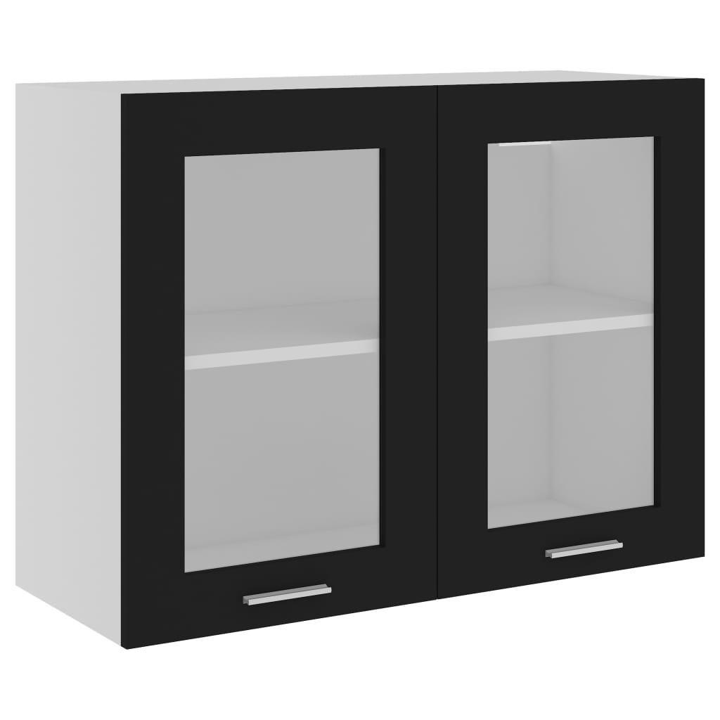 Hengende Skap Glass &quot;Lyon&quot; Svart 80X31X60 Cm Konstruert Tre