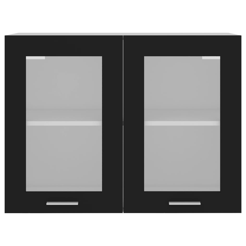 Hengende Skap Glass &quot;Lyon&quot; Svart 80X31X60 Cm Konstruert Tre