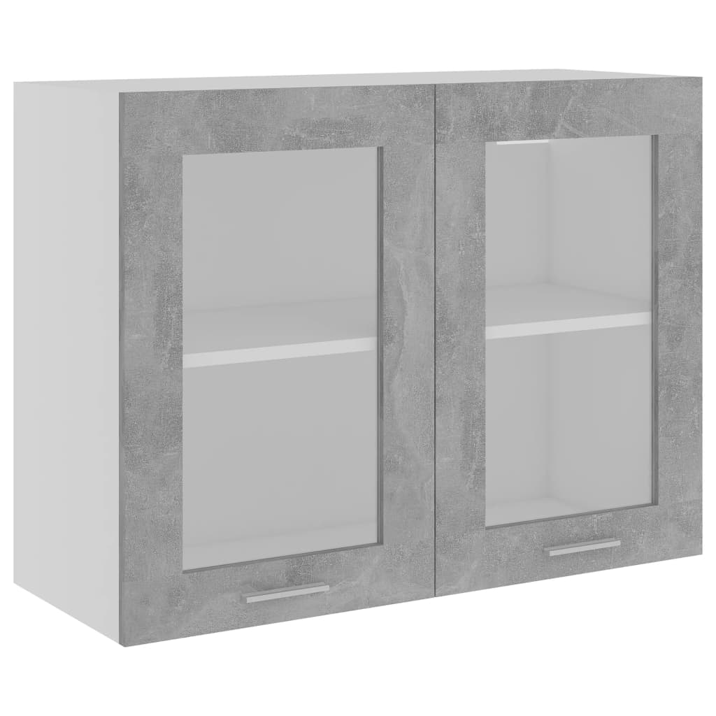 Hengende Skap Glass Betonggrå 80X31X60 Cm Konstruert Tre