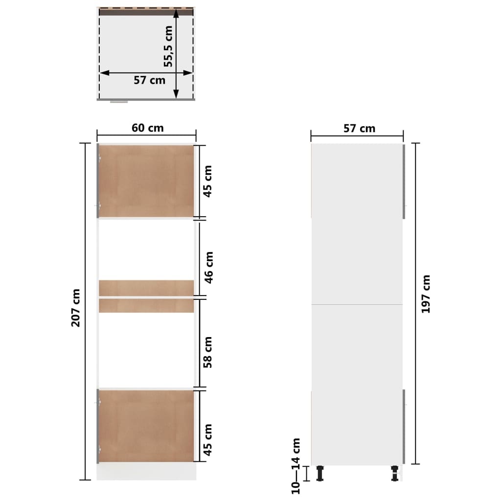 Skap For Mikrobølgeovn &quot;Lyon&quot; Hvit 60X57X207 Cm Konstruert Tre
