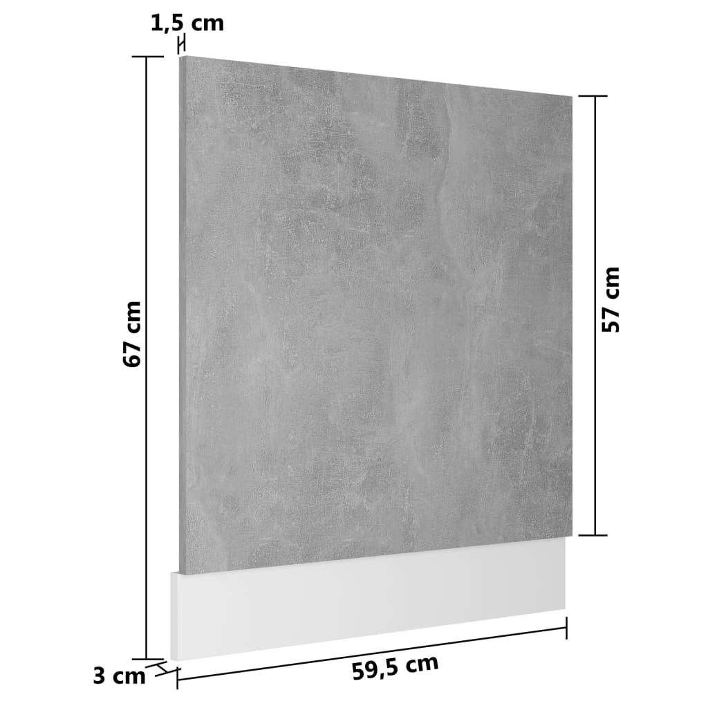 Oppvaskmaskinspanel &quot;Lyon&quot; Betonggrå 59,5X3X67 Cm