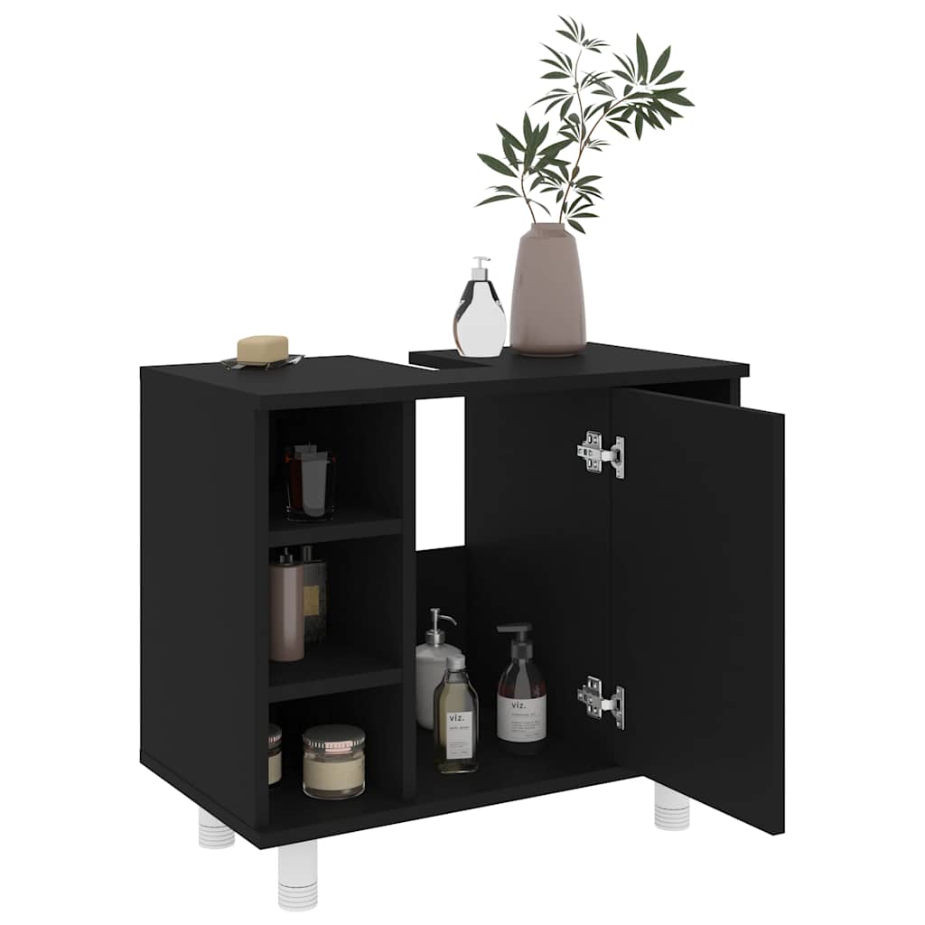 Baderomsskap Svart 60X32X53,5 Cm Konstruert Tre