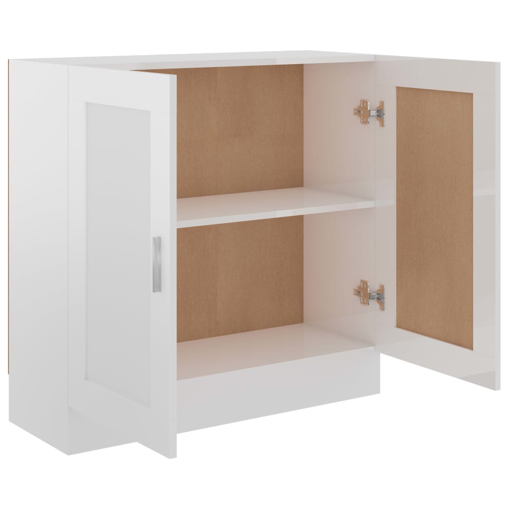 Bokhylle Høyglans Hvit 82,5X30,5X80 Cm Konstruert Tre