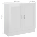 Bokhylle Høyglans Hvit 82,5X30,5X80 Cm Konstruert Tre