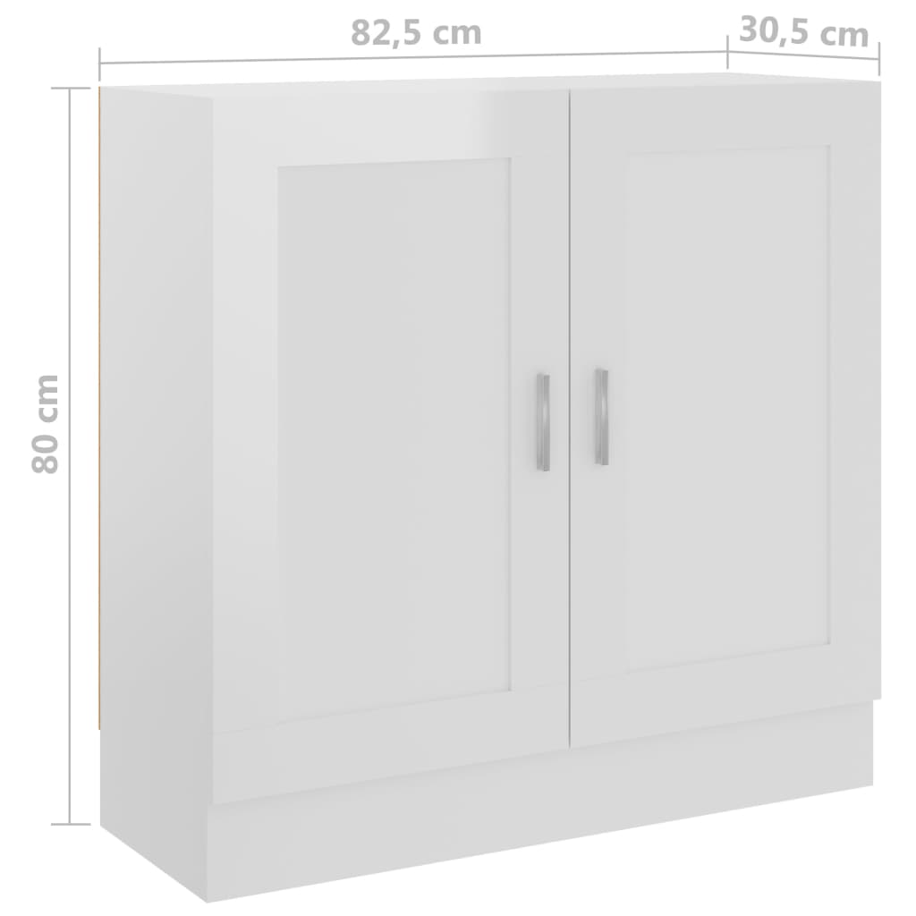 Bokhylle Høyglans Hvit 82,5X30,5X80 Cm Konstruert Tre