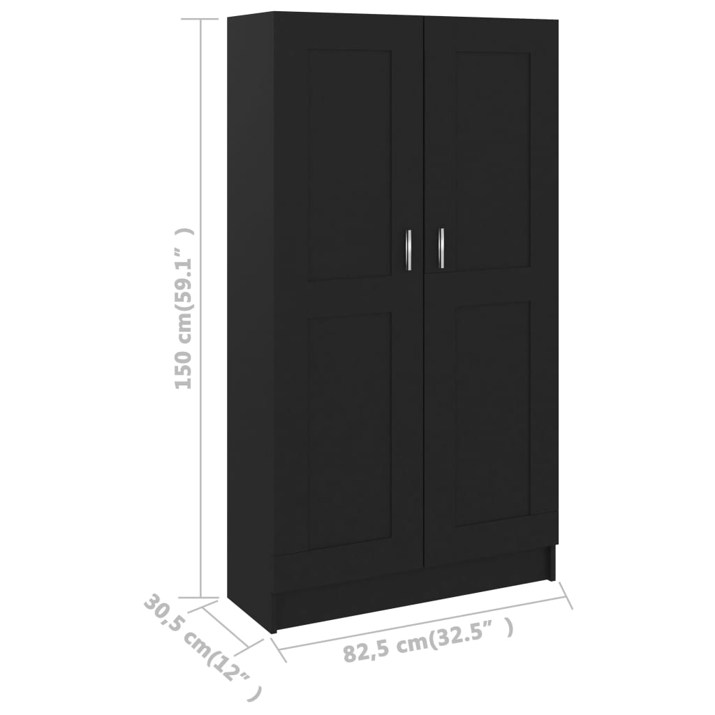 Bokhylle Svart 82,5X30,5X150 Cm Konstruert Tre