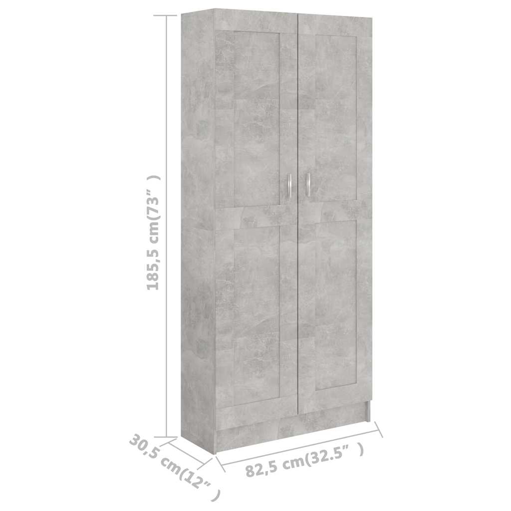 Bokhylle Betonggrå 82,5X30,5X185,5 Cm Konstruert Tre