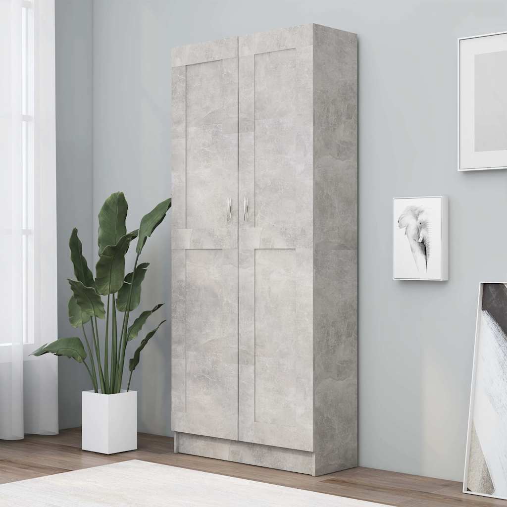 Bokhylle Betonggrå 82,5X30,5X185,5 Cm Konstruert Tre
