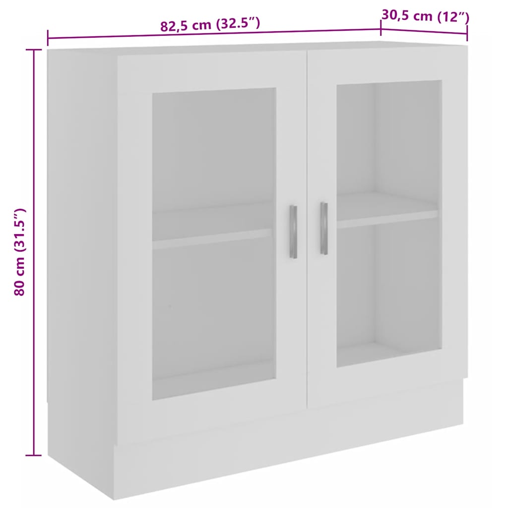 Vitrine Hvit 82,5X30,5X80 Cm Konstruert Tre