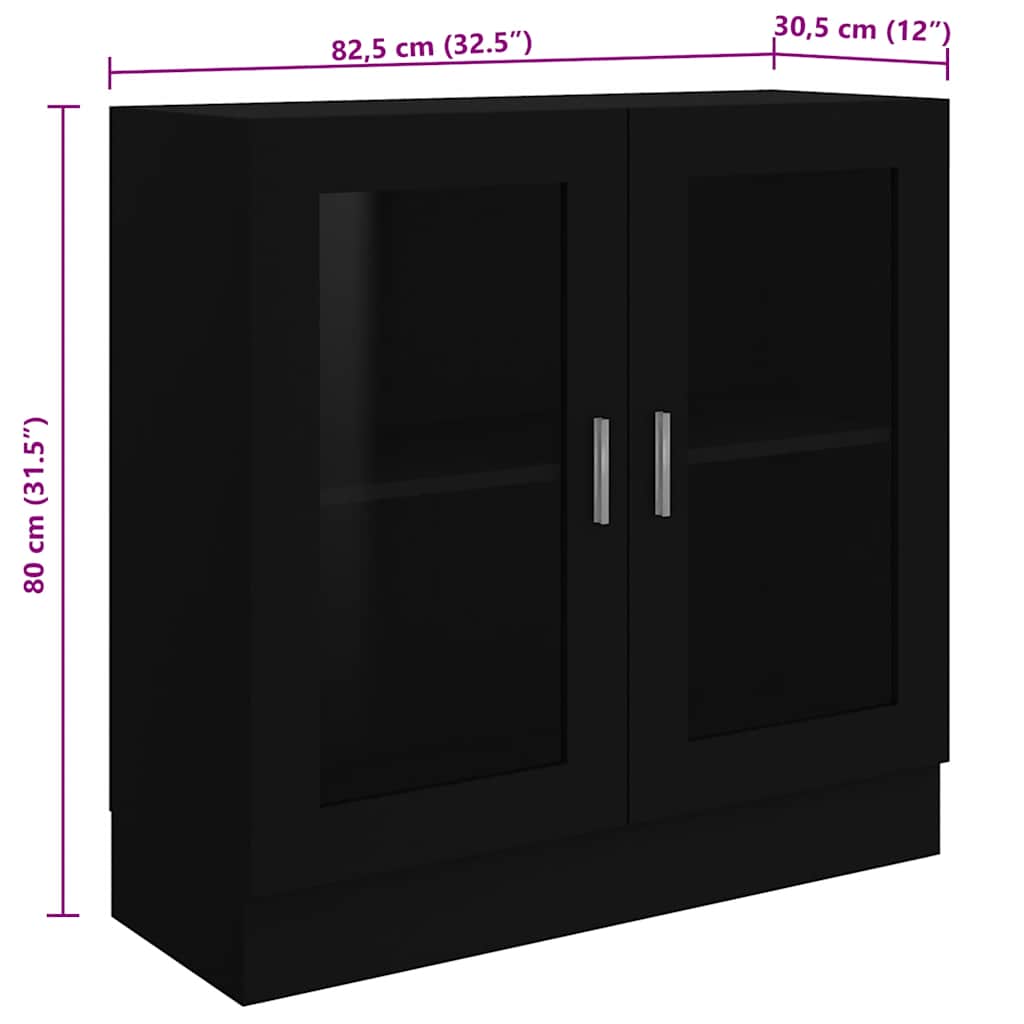 Vitrine Svart 82,5X30,5X80 Cm Konstruert Tre