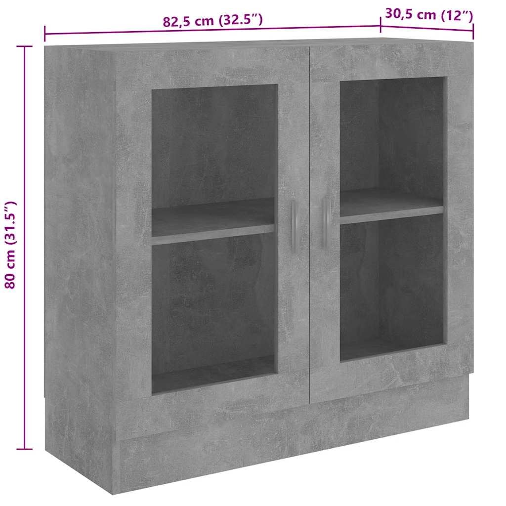 Vitrine Betonggrå 82,5X30,5X80 Cm Konstruert Tre